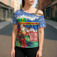 Personalised Tafea Joyeux Noel Cross Shoulder Shirt Proud To Be a Ni-Van Sand Drawing Art LT9 - Polynesian Pride
