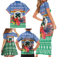 Personalised Tafea Joyeux Noel Family Matching Short Sleeve Bodycon Dress and Hawaiian Shirt Proud To Be a Ni-Van Sand Drawing Art - Polynesian Pride