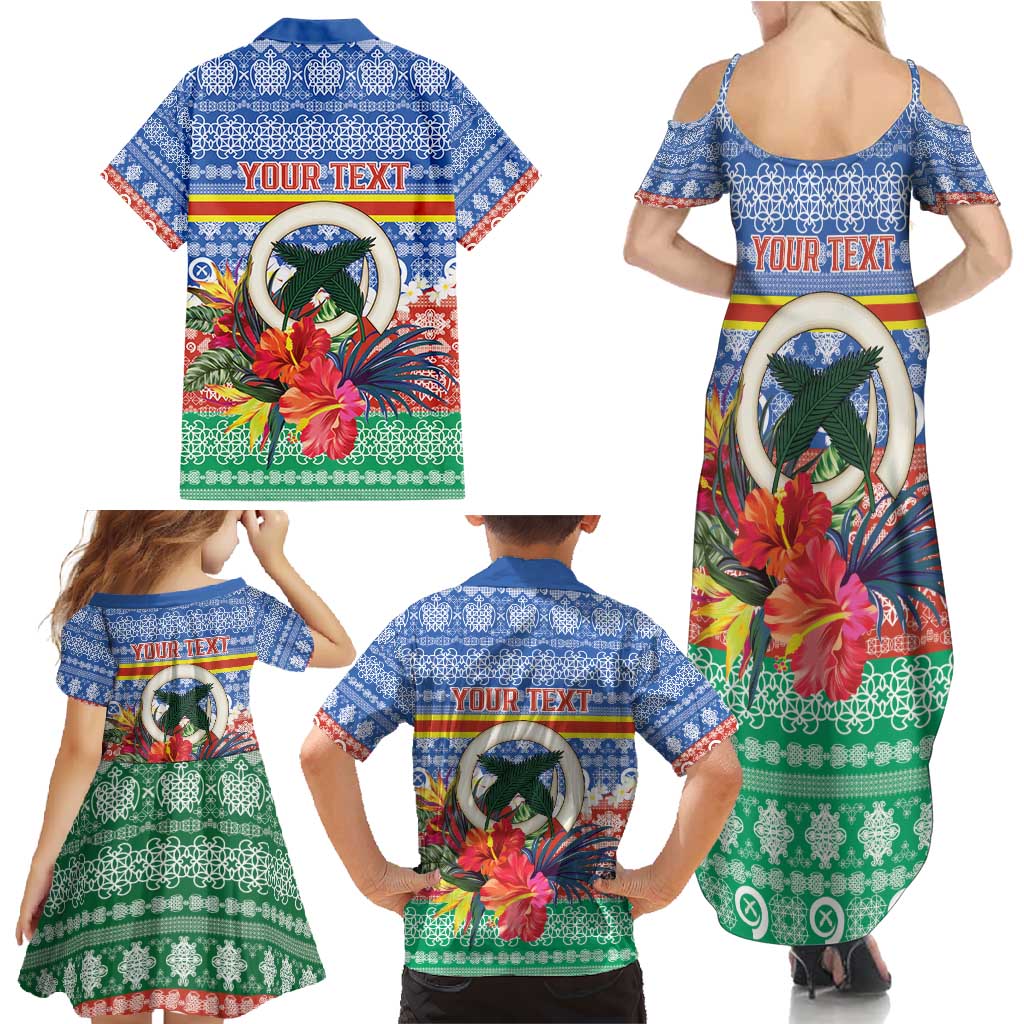 Personalised Tafea Joyeux Noel Family Matching Summer Maxi Dress and Hawaiian Shirt Proud To Be a Ni-Van Sand Drawing Art - Polynesian Pride