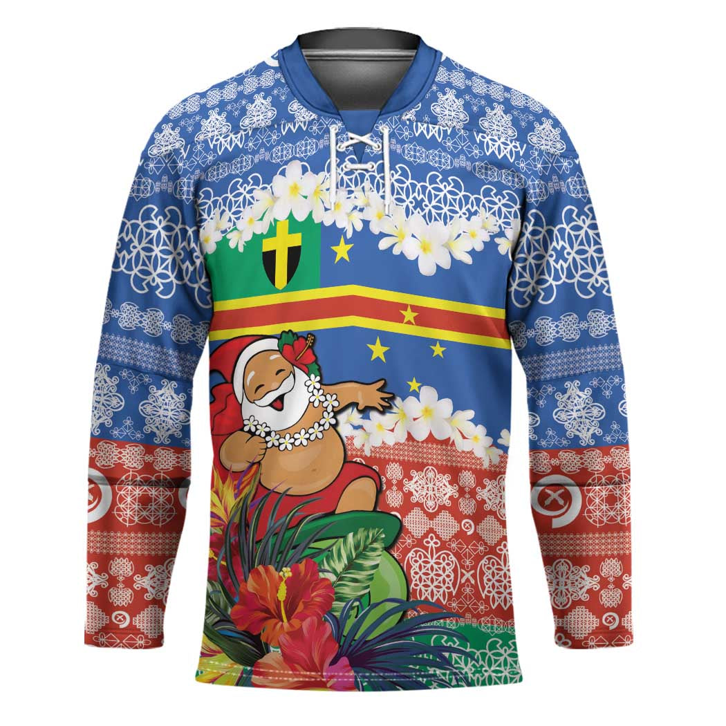 Personalised Tafea Joyeux Noel Hockey Jersey Proud To Be a Ni-Van Sand Drawing Art LT9 Unisex Blue - Polynesian Pride