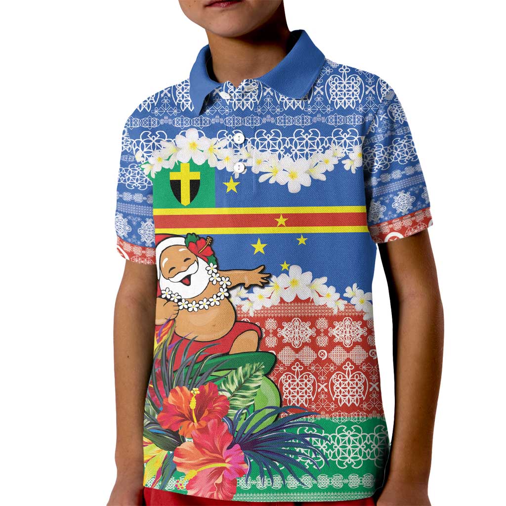 Personalised Tafea Joyeux Noel Kid Polo Shirt Proud To Be a Ni-Van Sand Drawing Art - Polynesian Pride