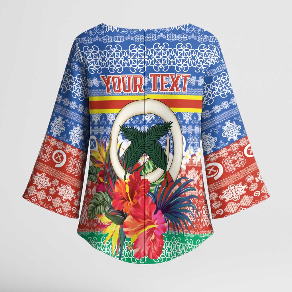 Personalised Tafea Joyeux Noel Kimono Sleeve Blouse Proud To Be a Ni-Van Sand Drawing Art LT9 - Polynesian Pride
