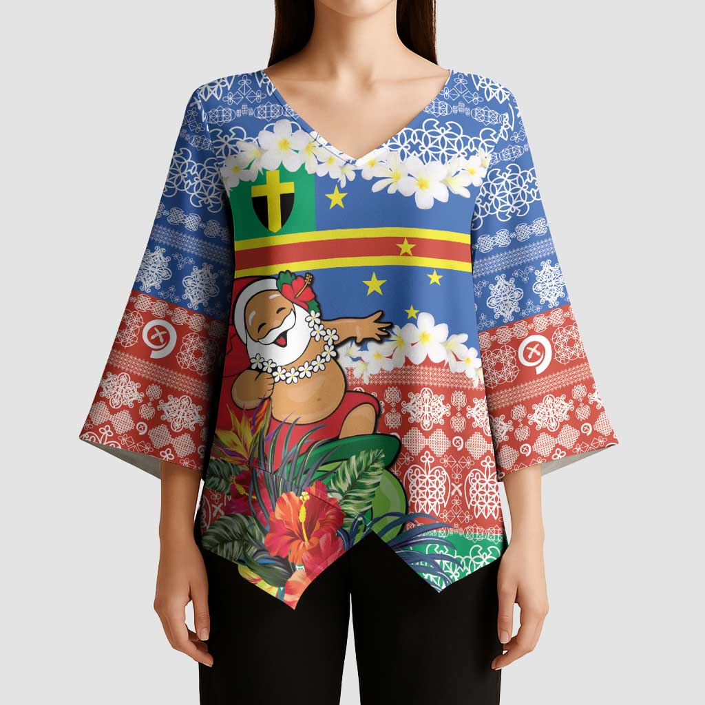 Personalised Tafea Joyeux Noel Kimono Sleeve Blouse Proud To Be a Ni-Van Sand Drawing Art LT9 - Polynesian Pride