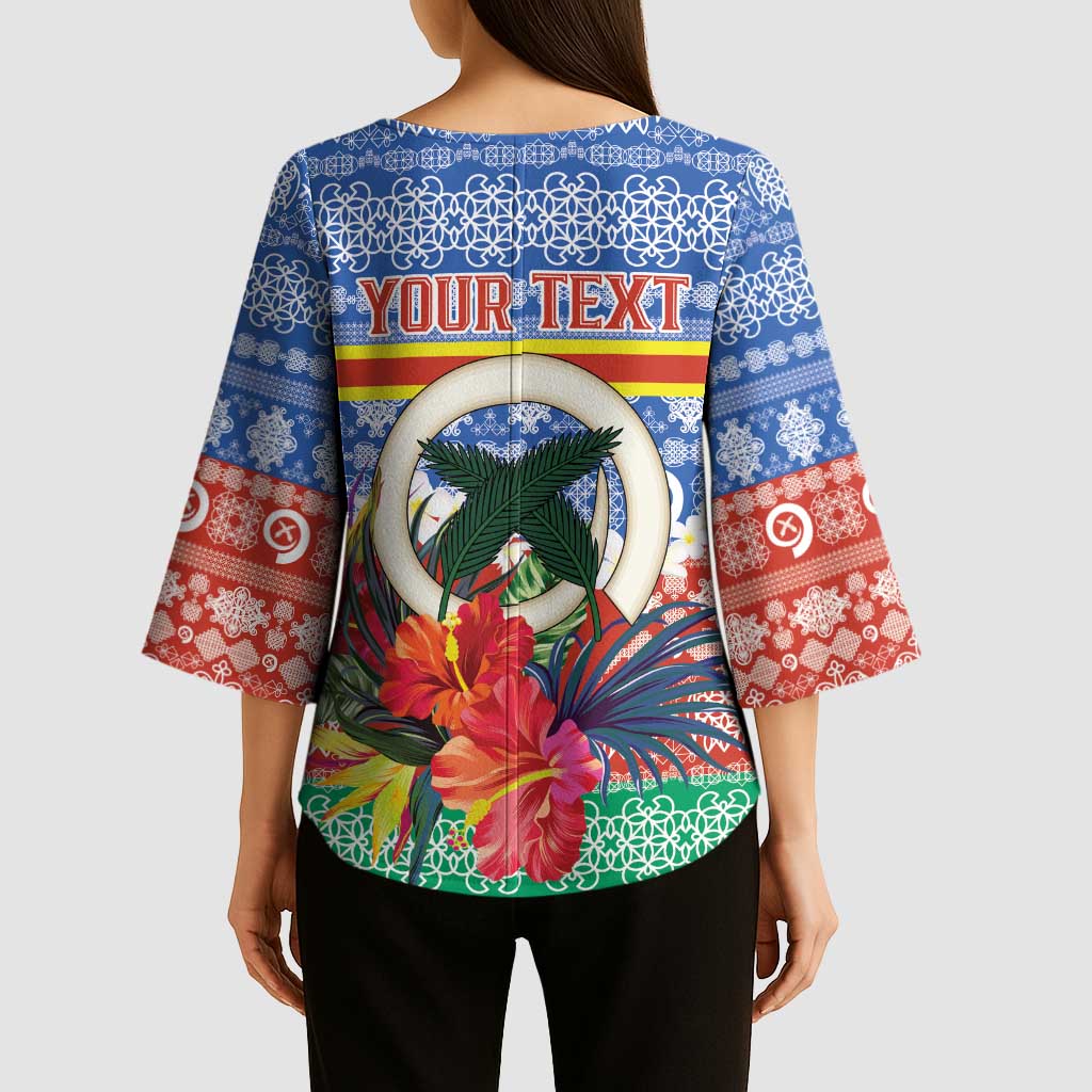 Personalised Tafea Joyeux Noel Kimono Sleeve Blouse Proud To Be a Ni-Van Sand Drawing Art LT9 - Polynesian Pride