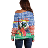 Personalised Tafea Joyeux Noel Off Shoulder Sweater Proud To Be a Ni-Van Sand Drawing Art - Polynesian Pride