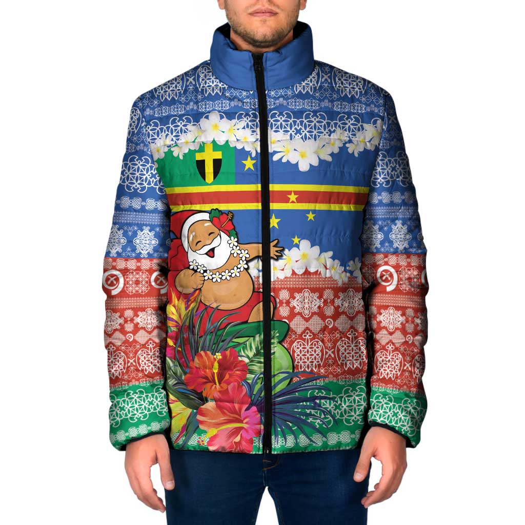 Personalised Tafea Joyeux Noel Padded Jacket Proud To Be a Ni-Van Sand Drawing Art LT9 Men Blue - Polynesian Pride