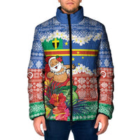 Personalised Tafea Joyeux Noel Padded Jacket Proud To Be a Ni-Van Sand Drawing Art LT9 Men Blue - Polynesian Pride
