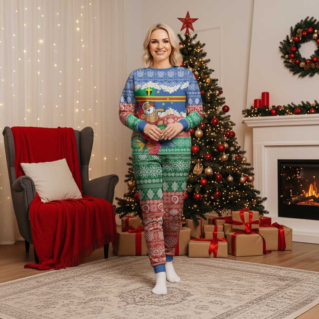 Personalised Tafea Joyeux Noel Christmas Pajama Set Proud To Be a Ni-Van Sand Drawing Art - Polynesian Pride