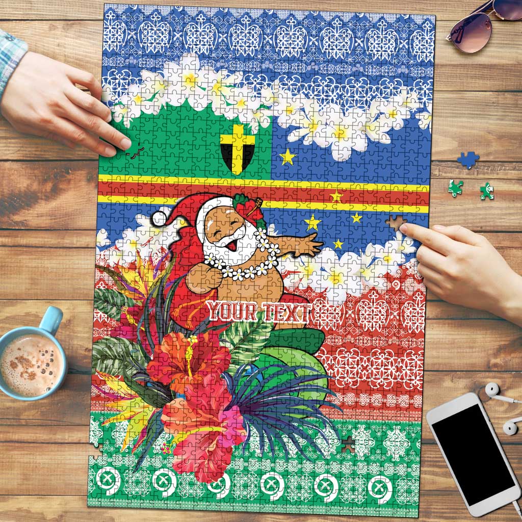 Personalised Tafea Joyeux Noel Puzzle Proud To Be a Ni-Van Sand Drawing Art LT9 Blue - Polynesian Pride