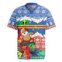 Personalised Tafea Joyeux Noel Rugby Jersey Proud To Be a Ni-Van Sand Drawing Art LT9 Blue - Polynesian Pride