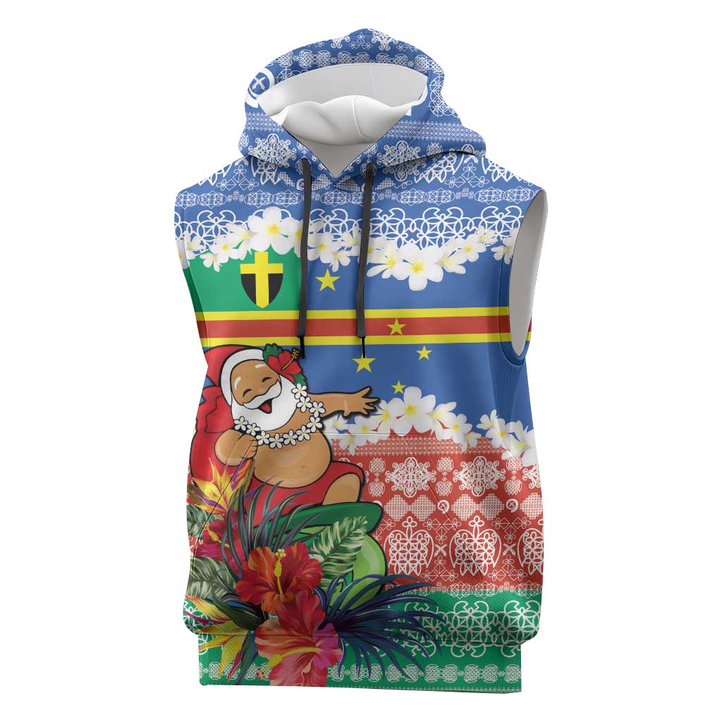 Personalised Tafea Joyeux Noel Sleeveless Hoodie Proud To Be a Ni-Van Sand Drawing Art LT9 Blue - Polynesian Pride