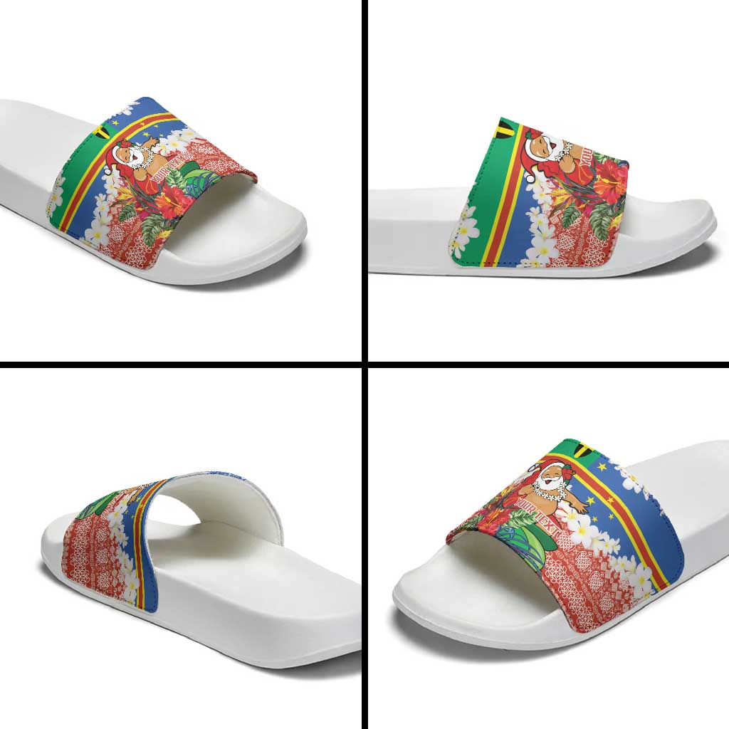 Personalised Tafea Joyeux Noel Slide Sandals Proud To Be a Ni-Van Sand Drawing Art - Polynesian Pride