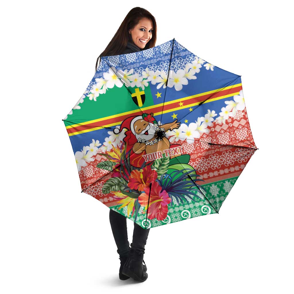 Personalised Tafea Joyeux Noel Umbrella Proud To Be a Ni-Van Sand Drawing Art - Polynesian Pride