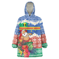 Personalised Tafea Joyeux Noel Wearable Blanket Hoodie Proud To Be a Ni-Van Sand Drawing Art LT9 One Size Blue - Polynesian Pride