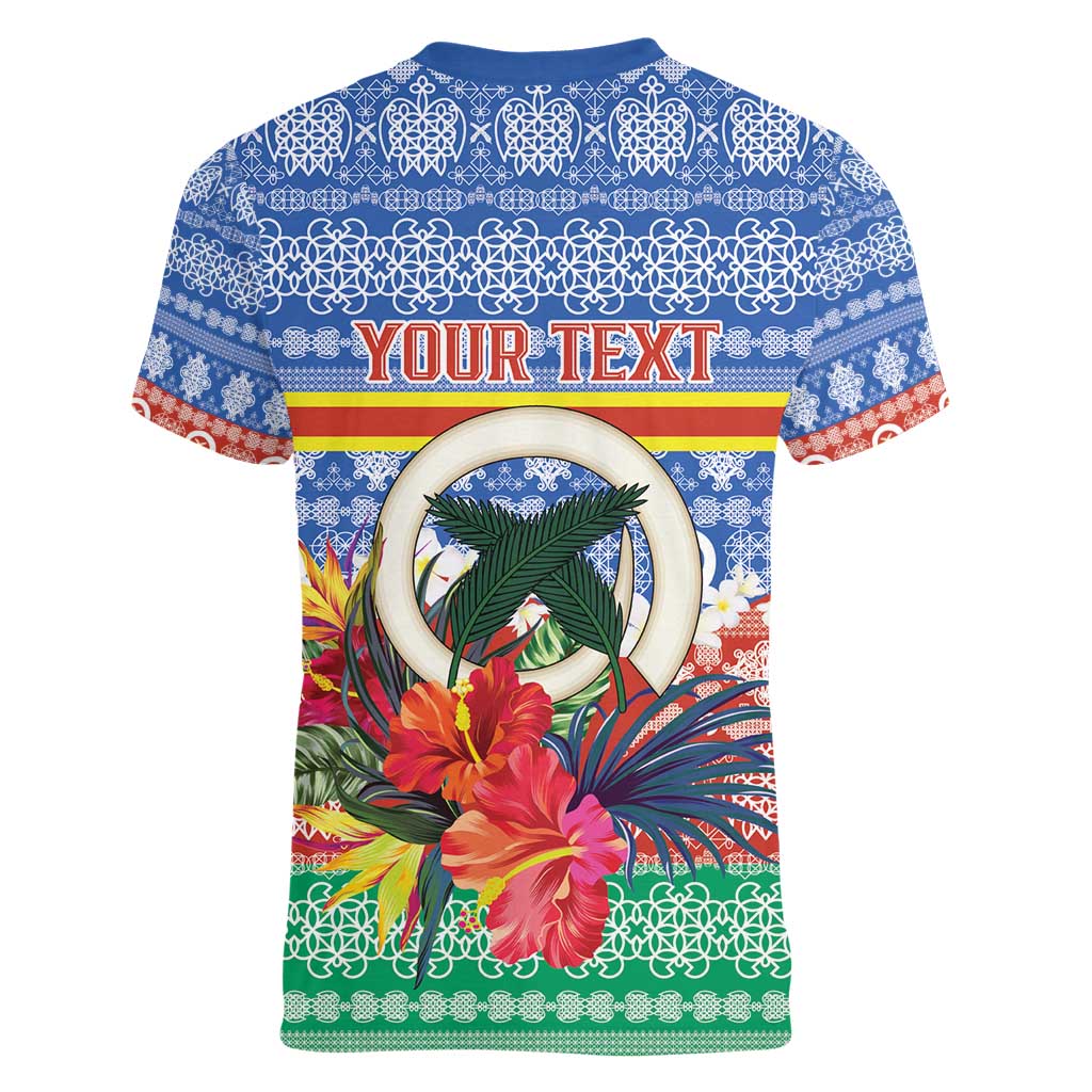 Personalised Tafea Joyeux Noel Women V-Neck T-Shirt Proud To Be a Ni-Van Sand Drawing Art - Polynesian Pride