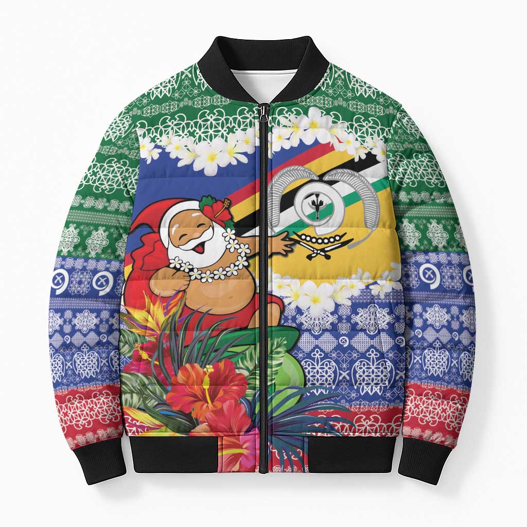 Personalised Torba Joyeux Noel Bomber Puffer Jacket Proud To Be a Ni-Van Sand Drawing Art LT9 Unisex Green - Polynesian Pride