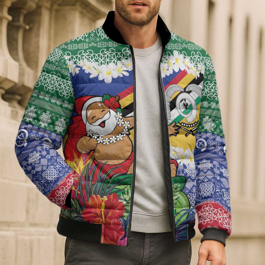 Personalised Torba Joyeux Noel Bomber Puffer Jacket Proud To Be a Ni-Van Sand Drawing Art LT9 - Polynesian Pride
