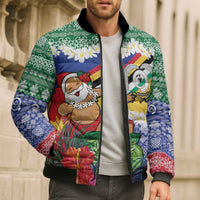 Personalised Torba Joyeux Noel Bomber Puffer Jacket Proud To Be a Ni-Van Sand Drawing Art LT9 - Polynesian Pride