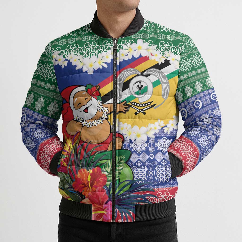 Personalised Torba Joyeux Noel Bomber Puffer Jacket Proud To Be a Ni-Van Sand Drawing Art LT9 - Polynesian Pride
