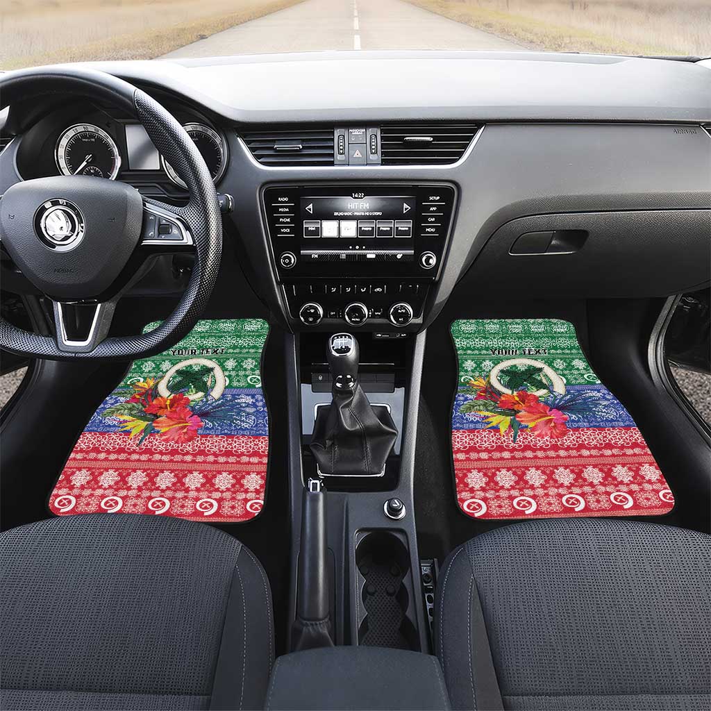 Personalised Torba Joyeux Noel Car Mats Proud To Be a Ni-Van Sand Drawing Art LT9 Set 2pcs - Front Green - Polynesian Pride