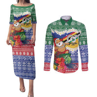 Personalised Torba Joyeux Noel Couples Matching Puletasi and Long Sleeve Button Shirt Proud To Be a Ni-Van Sand Drawing Art LT9 Green - Polynesian Pride