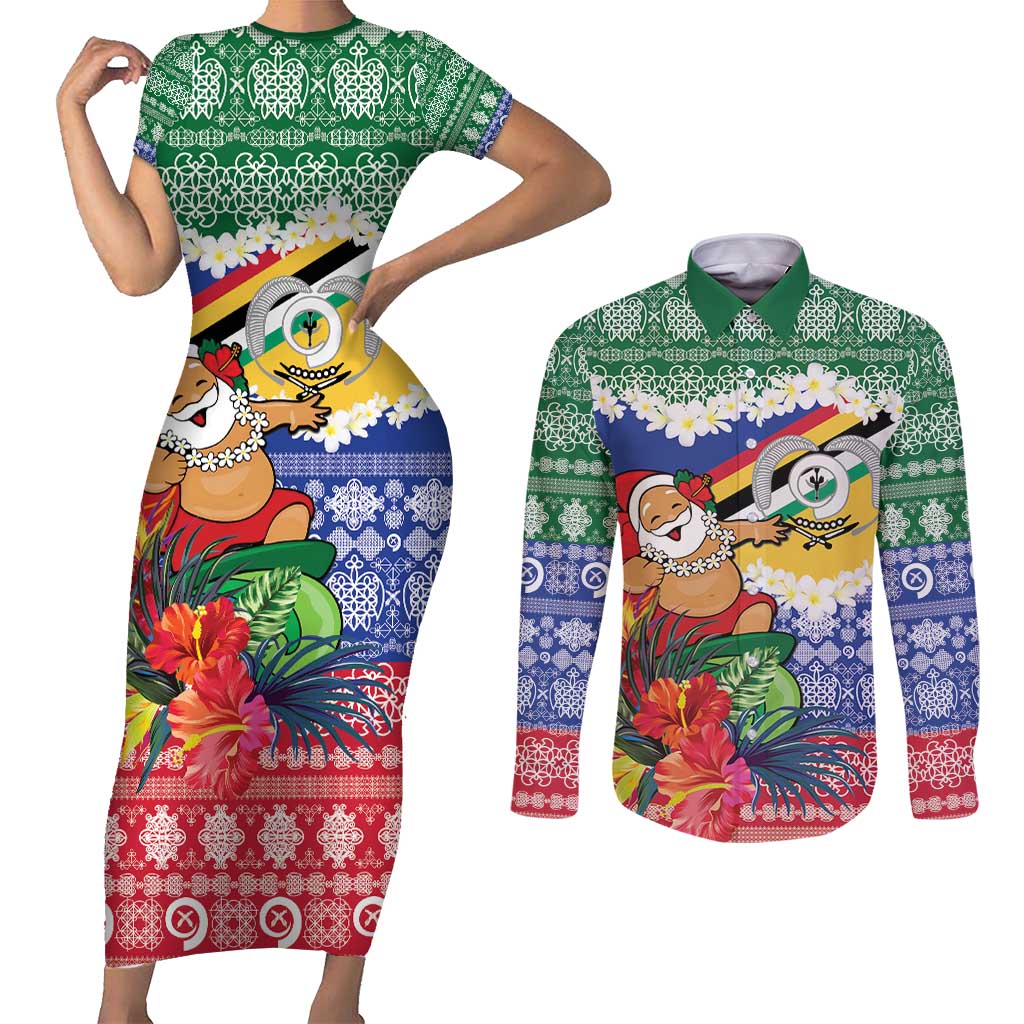 Personalised Torba Joyeux Noel Couples Matching Short Sleeve Bodycon Dress and Long Sleeve Button Shirt Proud To Be a Ni-Van Sand Drawing Art LT9 Green - Polynesian Pride