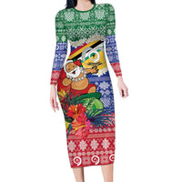 Personalised Torba Joyeux Noel Family Matching Long Sleeve Bodycon Dress and Hawaiian Shirt Proud To Be a Ni-Van Sand Drawing Art - Polynesian Pride
