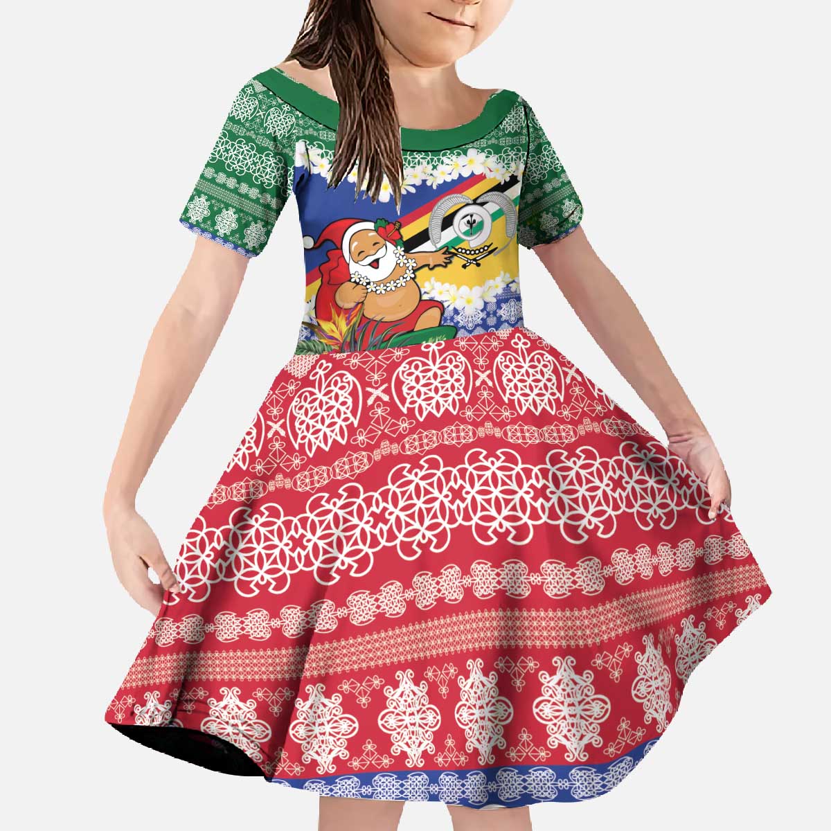 Personalised Torba Joyeux Noel Family Matching Off The Shoulder Long Sleeve Dress and Hawaiian Shirt Proud To Be a Ni-Van Sand Drawing Art - Polynesian Pride