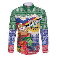 Personalised Torba Joyeux Noel Family Matching Off Shoulder Short Dress and Hawaiian Shirt Proud To Be a Ni-Van Sand Drawing Art - Polynesian Pride