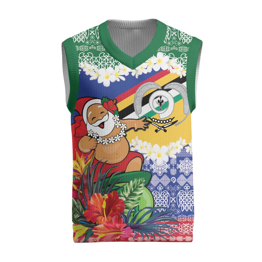 Personalised Torba Joyeux Noel Christmas Knitted V-Neck Vest Proud To Be a Ni-Van Sand Drawing Art - Polynesian Pride