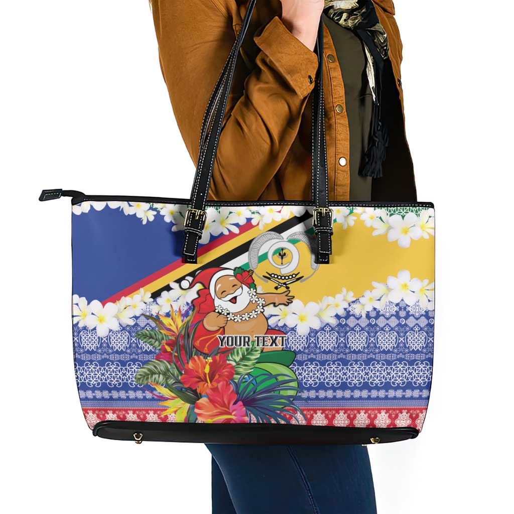 Personalised Torba Joyeux Noel Leather Tote Bag Proud To Be a Ni-Van Sand Drawing Art - Polynesian Pride