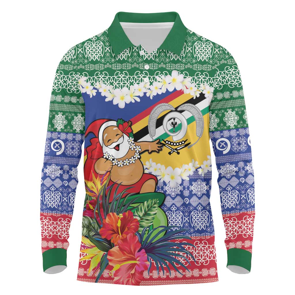 Personalised Torba Joyeux Noel Long Sleeve Polo Shirt Proud To Be a Ni-Van Sand Drawing Art LT9 Green - Polynesian Pride