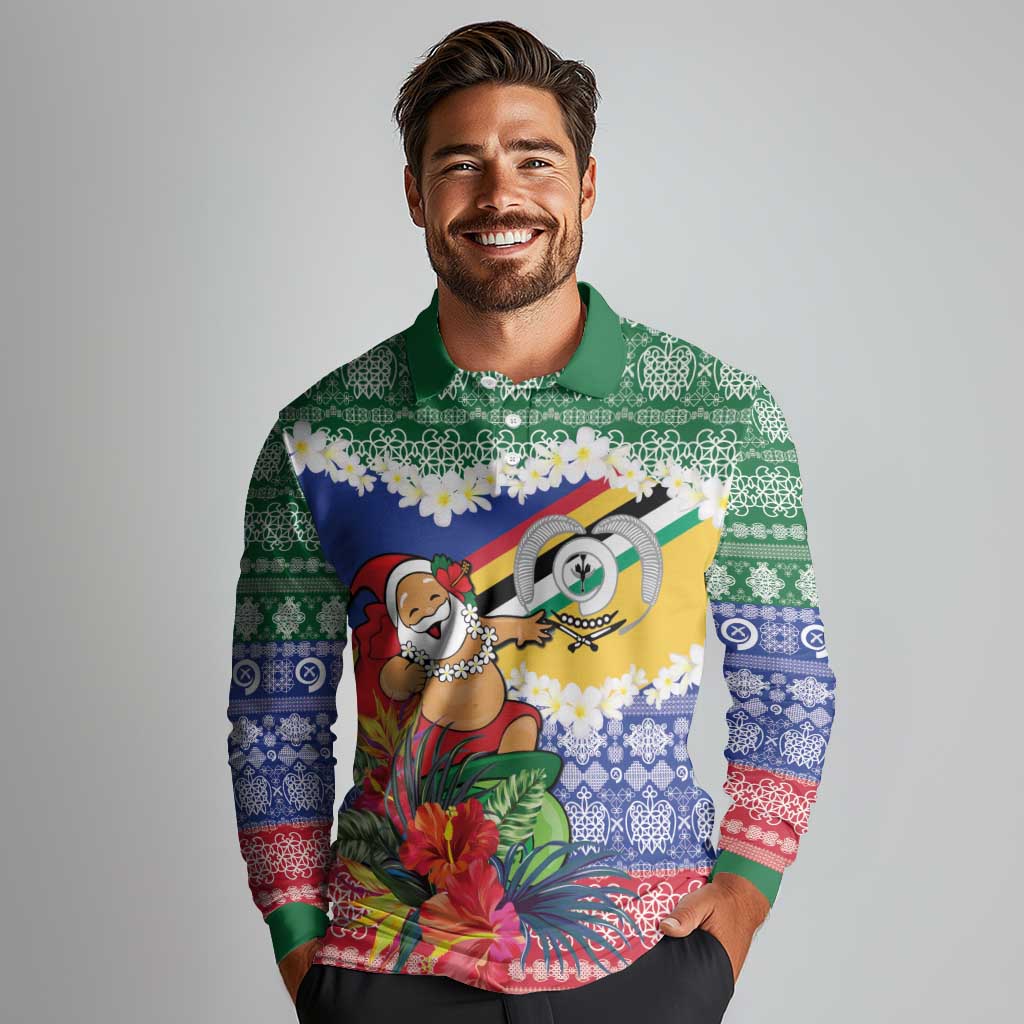 Personalised Torba Joyeux Noel Long Sleeve Polo Shirt Proud To Be a Ni-Van Sand Drawing Art LT9 - Polynesian Pride