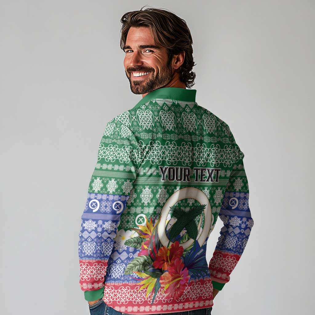 Personalised Torba Joyeux Noel Long Sleeve Polo Shirt Proud To Be a Ni-Van Sand Drawing Art LT9 - Polynesian Pride