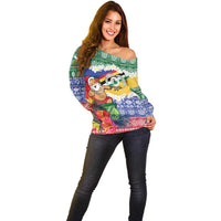 Personalised Torba Joyeux Noel Off Shoulder Sweater Proud To Be a Ni-Van Sand Drawing Art - Polynesian Pride