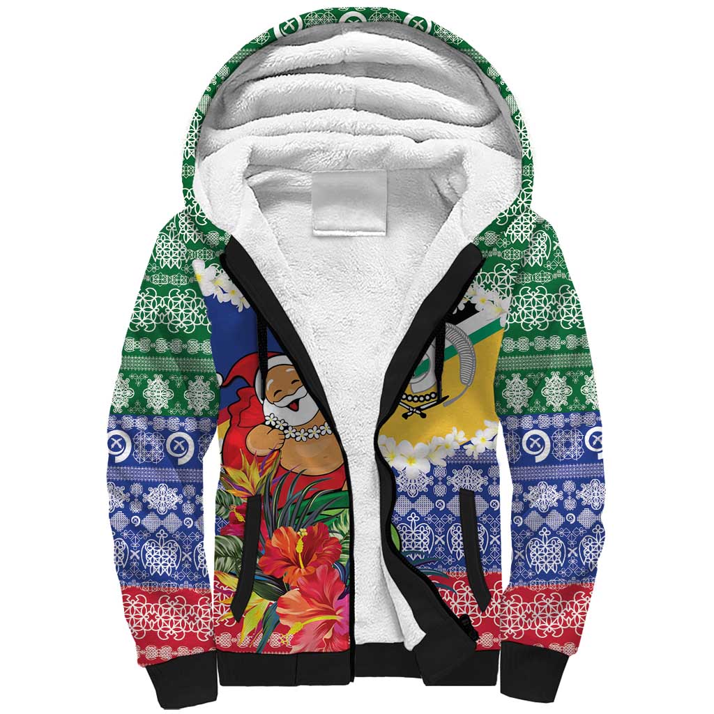 Personalised Torba Joyeux Noel Sherpa Hoodie Proud To Be a Ni-Van Sand Drawing Art LT9 Unisex Green - Polynesian Pride
