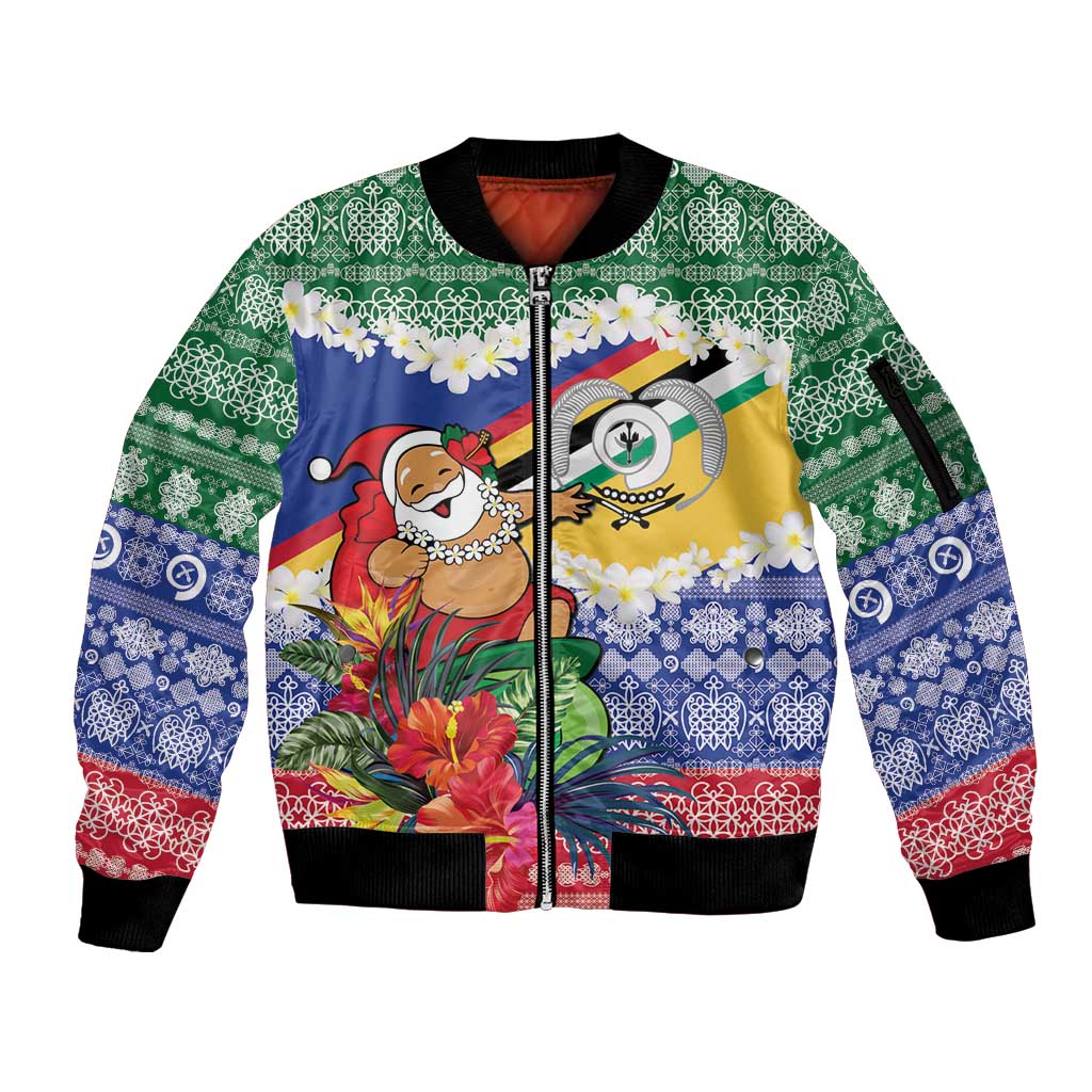 Personalised Torba Joyeux Noel Sleeve Zip Bomber Jacket Proud To Be a Ni-Van Sand Drawing Art - Polynesian Pride