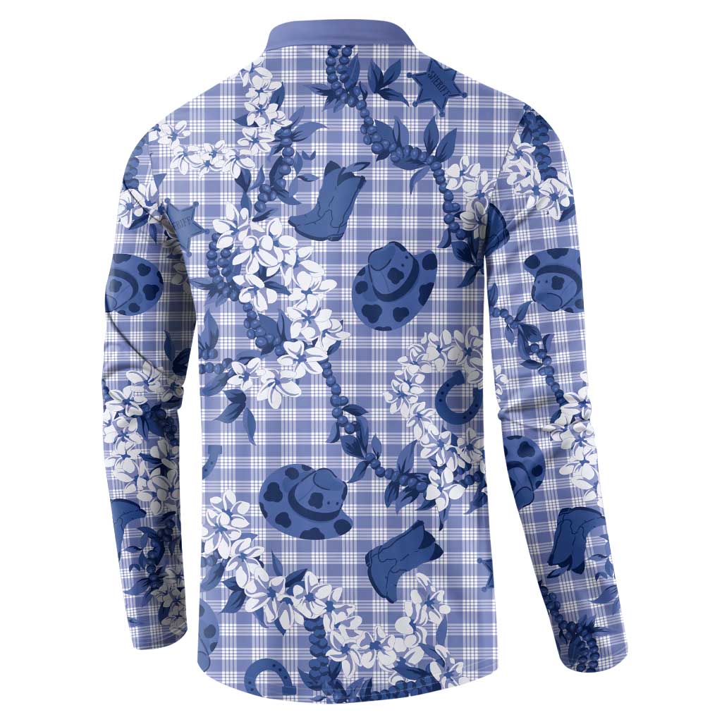 Mokihana Maile Ilima Leis Paniolo Palaka Button Sweatshirt Hawaiian Polu Spirit LT9 - Polynesian Pride