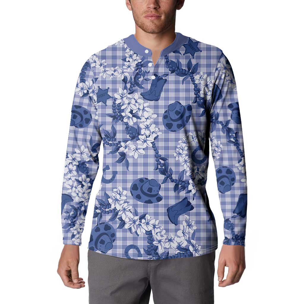 Mokihana Maile Ilima Leis Paniolo Palaka Button Sweatshirt Hawaiian Polu Spirit LT9 - Polynesian Pride