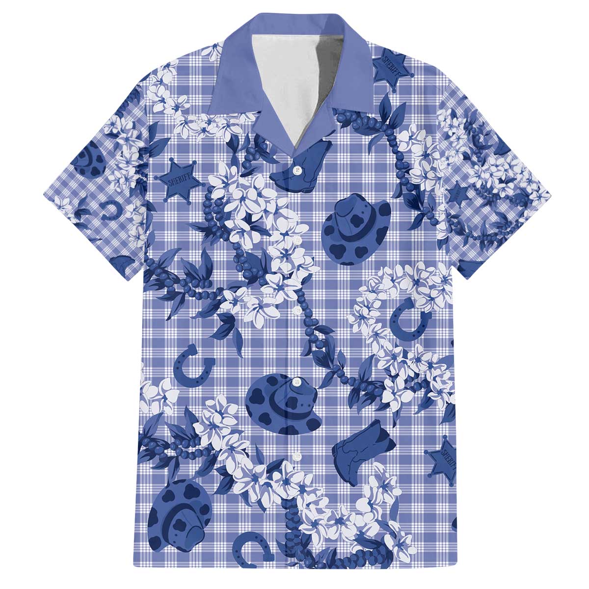 Mokihana Maile Ilima Leis Paniolo Palaka Family Matching Off The Shoulder Long Sleeve Dress and Hawaiian Shirt Hawaiian Polu Spirit - Polynesian Pride