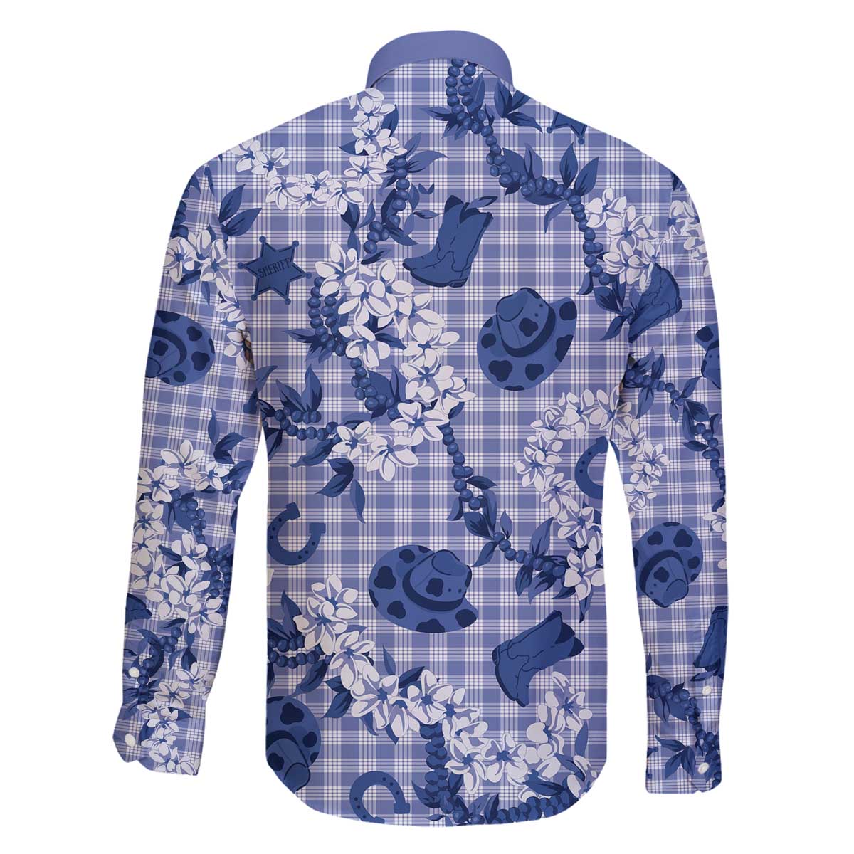 Mokihana Maile Ilima Leis Paniolo Palaka Family Matching Off The Shoulder Long Sleeve Dress and Hawaiian Shirt Hawaiian Polu Spirit - Polynesian Pride