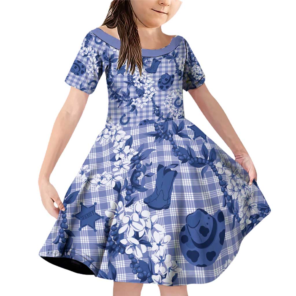 Mokihana Maile Ilima Leis Paniolo Palaka Family Matching Off Shoulder Short Dress and Hawaiian Shirt Hawaiian Polu Spirit - Polynesian Pride