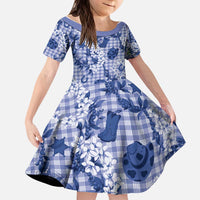 Mokihana Maile Ilima Leis Paniolo Palaka Kid Short Sleeve Dress Hawaiian Polu Spirit - Polynesian Pride