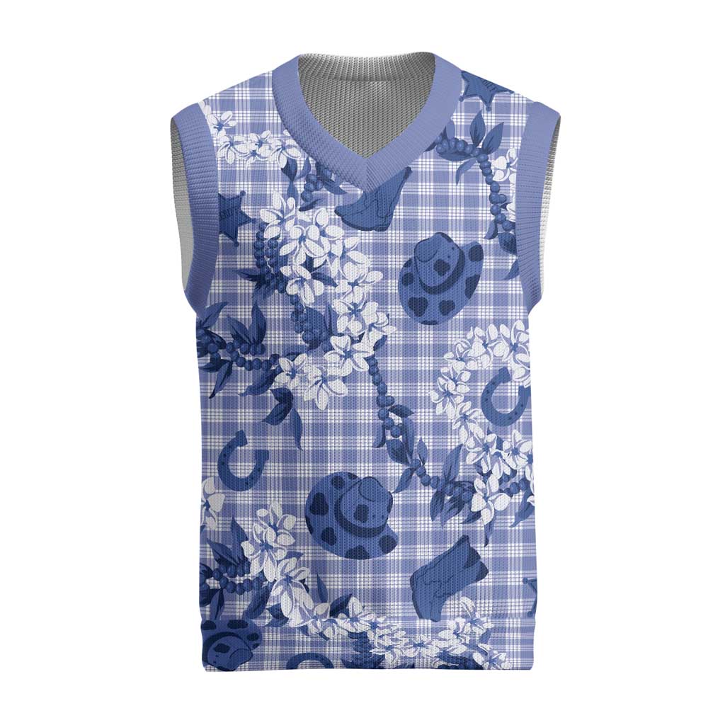 Mokihana Maile Ilima Leis Paniolo Palaka Christmas Knitted V-Neck Vest Hawaiian Polu Spirit - Polynesian Pride