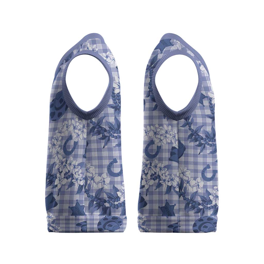 Mokihana Maile Ilima Leis Paniolo Palaka Christmas Knitted V-Neck Vest Hawaiian Polu Spirit - Polynesian Pride