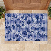 Mokihana Maile Ilima Leis Paniolo Palaka Rubber Doormat Hawaiian Polu Spirit LT9 Blue - Polynesian Pride