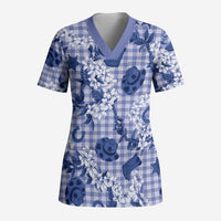 Mokihana Maile Ilima Leis Paniolo Palaka Scrub Top Hawaiian Polu Spirit - Polynesian Pride