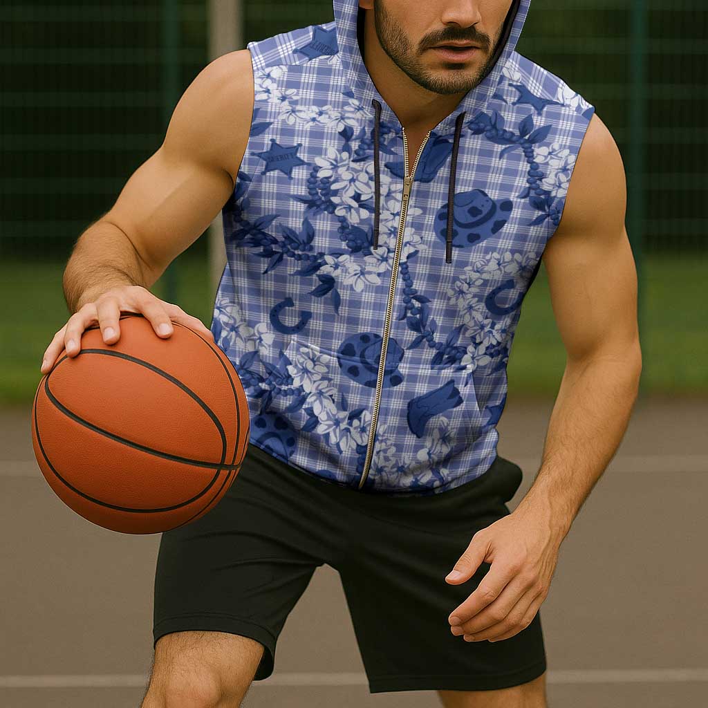 Mokihana Maile Ilima Leis Paniolo Palaka Sleeveless Zip Hoodie Hawaiian Polu Spirit - Polynesian Pride