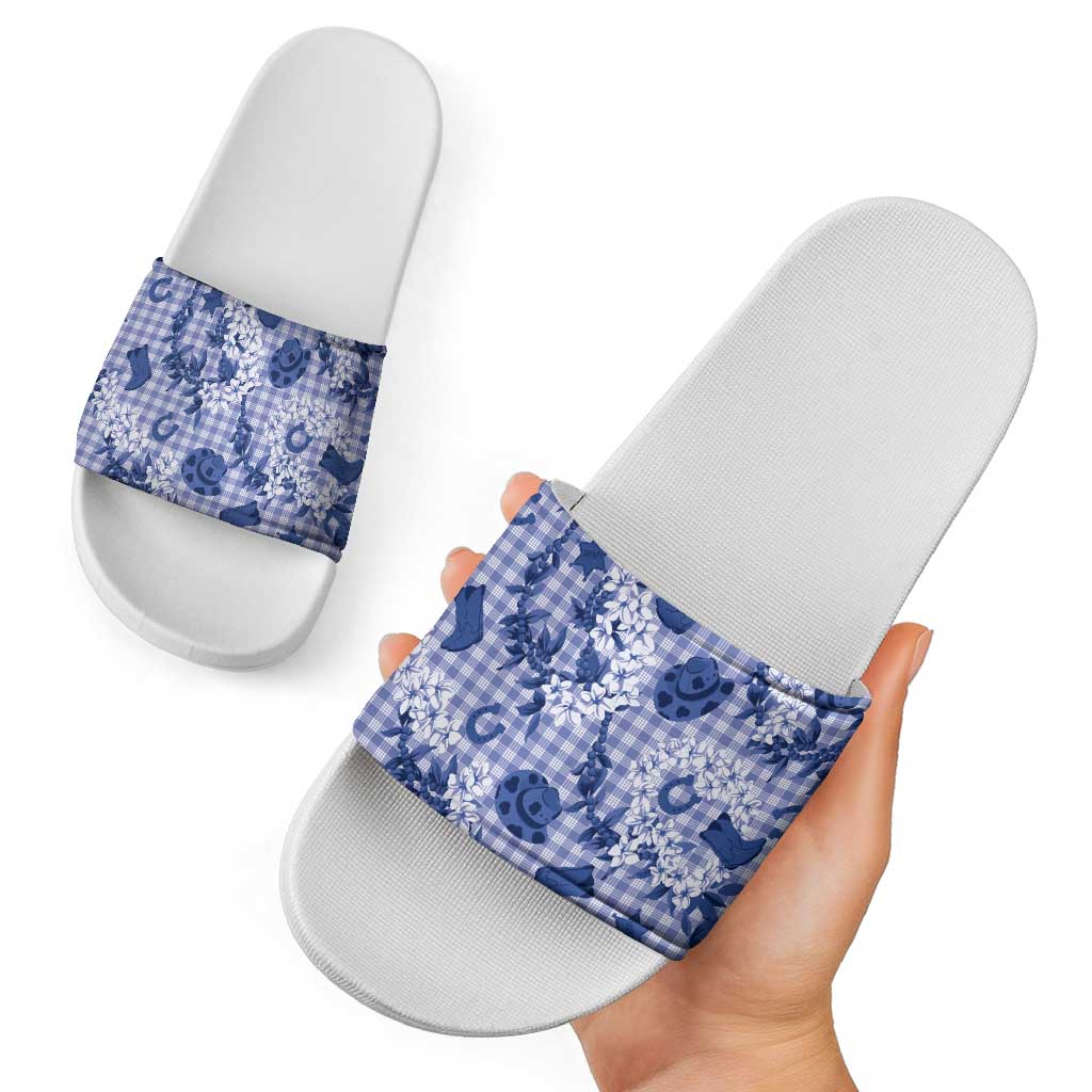 Mokihana Maile Ilima Leis Paniolo Palaka Slide Sandals Hawaiian Polu Spirit LT9 - Polynesian Pride
