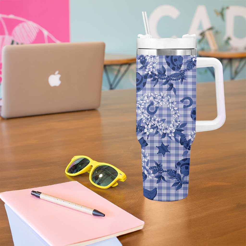 Mokihana Maile Ilima Leis Paniolo Palaka Tumbler With Handle Hawaiian Polu Spirit - Polynesian Pride